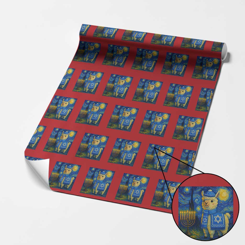 Starry Hanukkah Night Wrapping Paper Roll Funny Llama Jewish Holiday Gift TS12 Red Print Your Wear