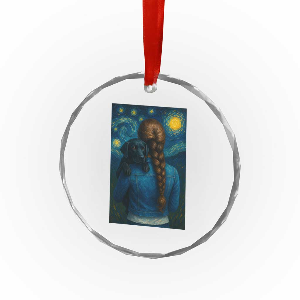 Starry Night Art Parody Crystal Glass Ornament Girl And Labrador Retriever Dog Mom Gift TS12 Print Your Wear