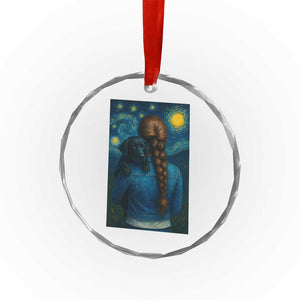 Starry Night Art Parody Crystal Glass Ornament Girl And Labrador Retriever Dog Mom Gift TS12 Print Your Wear