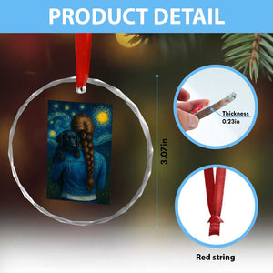 Starry Night Art Parody Crystal Glass Ornament Girl And Labrador Retriever Dog Mom Gift TS12 Print Your Wear