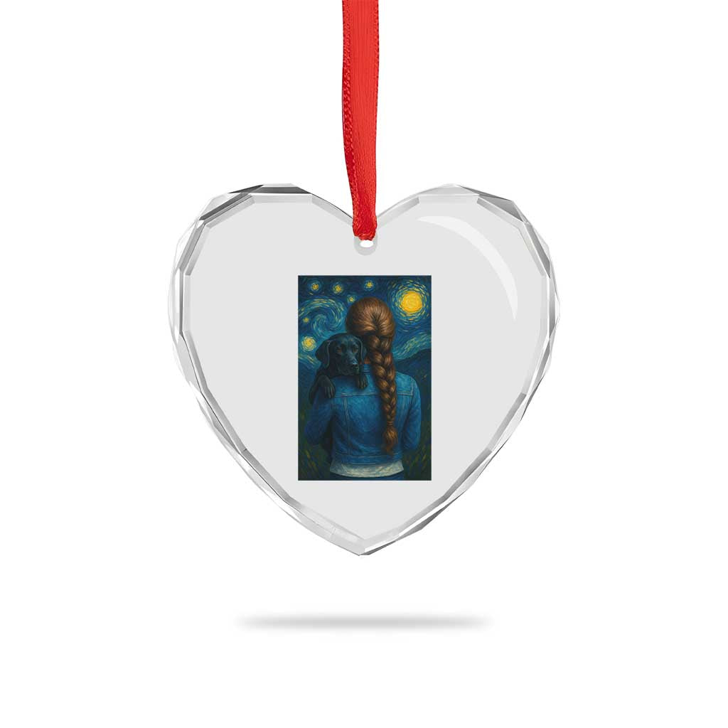 Starry Night Art Parody Heart Crystal Glass Ornament Girl And Labrador Retriever Dog Mom Gift TS12 Print Your Wear