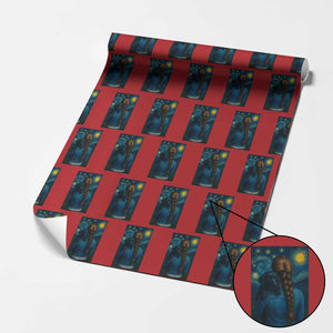 Starry Night Art Parody Wrapping Paper Roll Girl And Labrador Retriever Dog Mom Gift TS12 Red Print Your Wear
