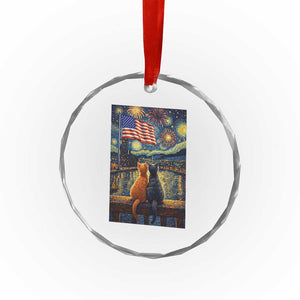 Starry Night Cat Patriotic American Pride Crystal Glass Ornament TS12 Print Your Wear