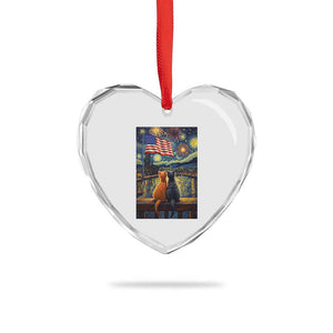 Starry Night Cat Patriotic American Pride Heart Crystal Glass Ornament TS12 Print Your Wear