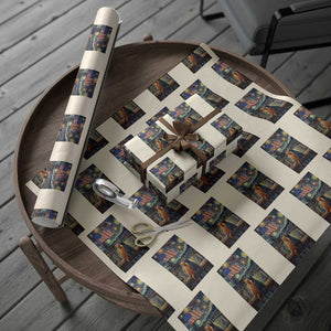 Starry Night Cat Patriotic American Pride Wrapping Paper Roll TS12 Beige Print Your Wear