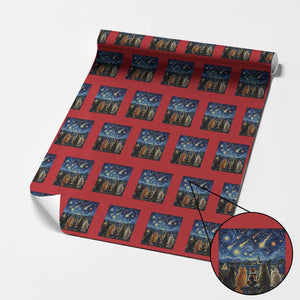 Starry Night Cats Watching Meteors Wrapping Paper Roll Astronomy Lover Gift
