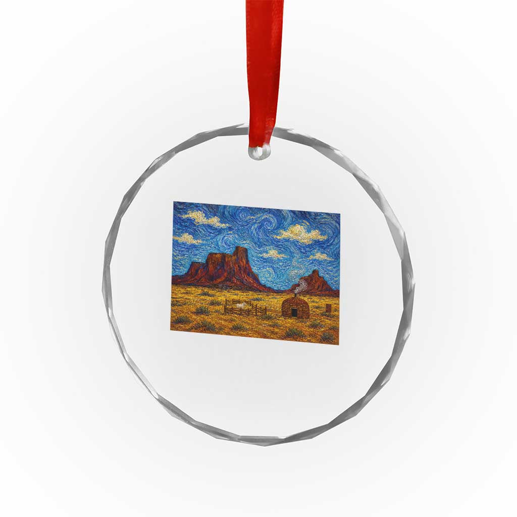 Starry Night Desert Monument Valley Crystal Glass Ornament Hogan Home Oil Painting Graphic