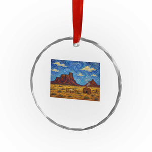 Starry Night Desert Monument Valley Crystal Glass Ornament Hogan Home Oil Painting Graphic