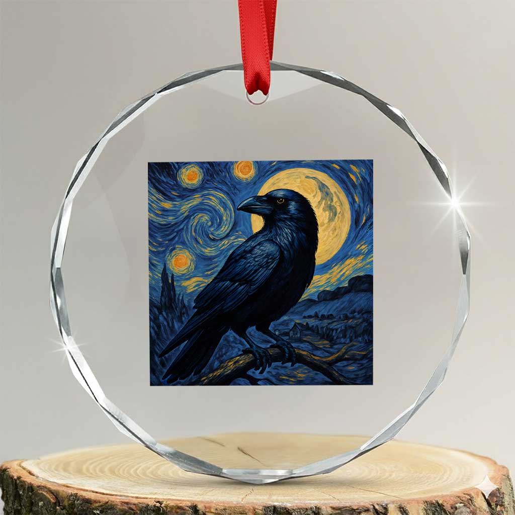 Starry Night Raven Moon Van Gogh Crystal Glass Ornament TS14 Transparent Glass 3'' Circle Print Your Wear