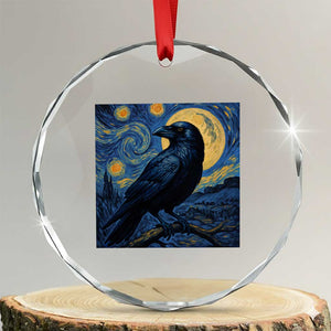 Starry Night Raven Moon Van Gogh Crystal Glass Ornament TS14 Transparent Glass 3'' Circle Print Your Wear