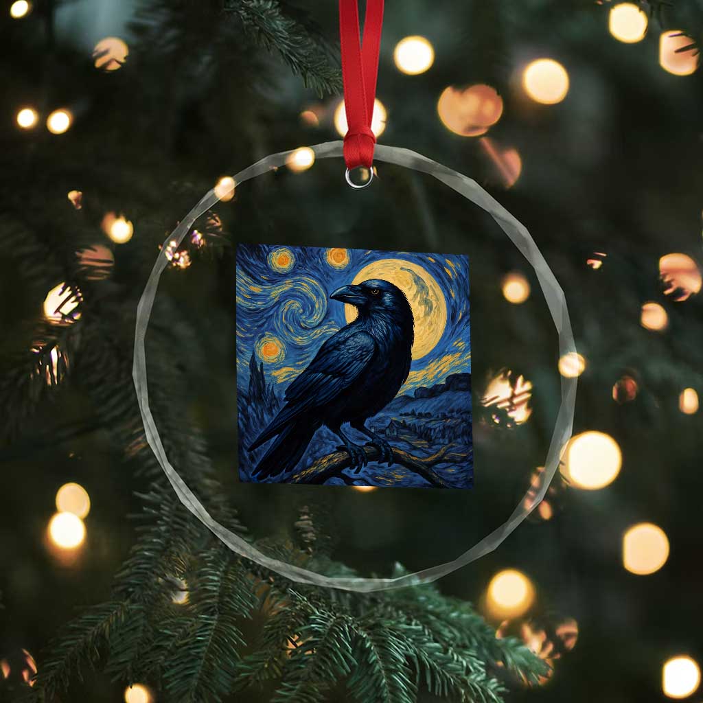 Starry Night Raven Moon Van Gogh Crystal Glass Ornament TS14 Print Your Wear