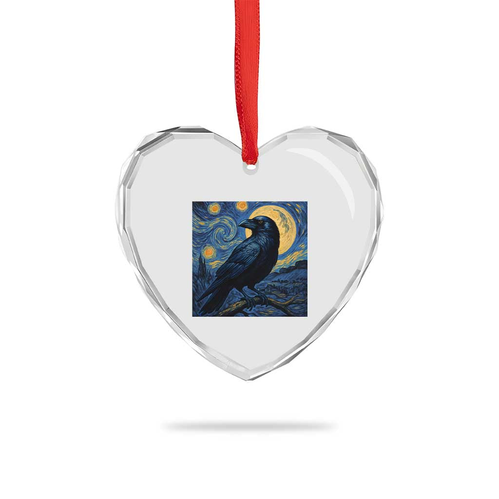 Starry Night Raven Moon Van Gogh Heart Crystal Glass Ornament TS14 Print Your Wear