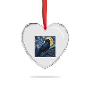 Starry Night Raven Moon Van Gogh Heart Crystal Glass Ornament TS14 Print Your Wear