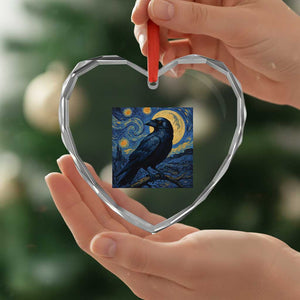 Starry Night Raven Moon Van Gogh Heart Crystal Glass Ornament TS14 Print Your Wear