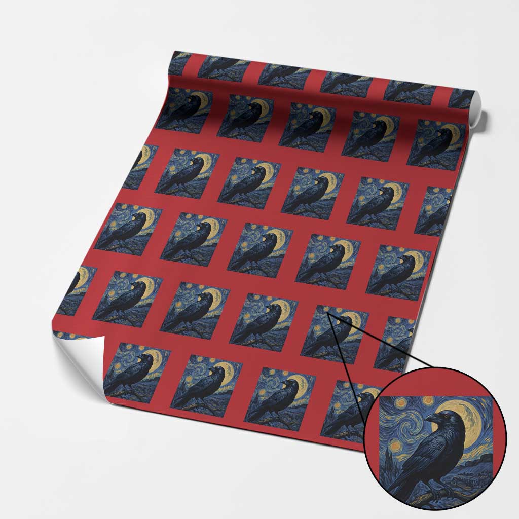 Starry Night Raven Moon Van Gogh Wrapping Paper Roll TS14 Red Print Your Wear