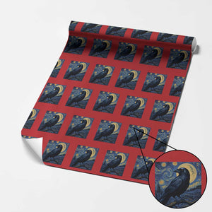 Starry Night Raven Moon Van Gogh Wrapping Paper Roll TS14 Red Print Your Wear