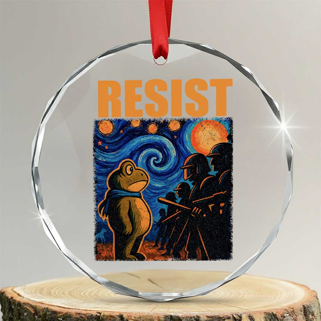 Starry Night Resist Frog Crystal Glass Ornament Resistance Protest Surreal Art Graphic - Print Your Wear