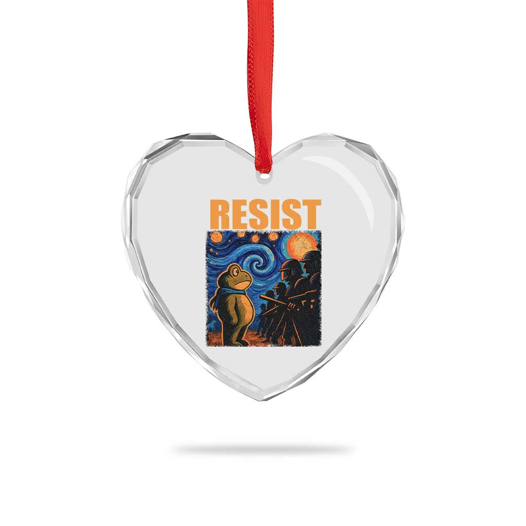 Starry Night Resist Frog Heart Crystal Glass Ornament Resistance Protest Surreal Art Graphic TS02 Print Your Wear