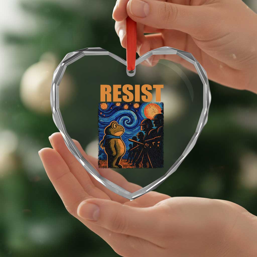 Starry Night Resist Frog Heart Crystal Glass Ornament Resistance Protest Surreal Art Graphic TS02 Print Your Wear