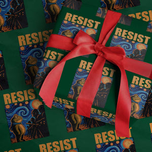 Starry Night Resist Frog Wrapping Paper Roll Resistance Protest Surreal Art Graphic TS02 Green Print Your Wear