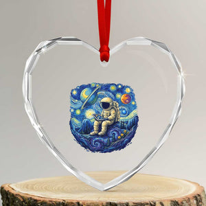 Starry Night Space Bookworm Heart Crystal Glass Ornament Funny Astronaut Reader Gift TS12 Transparent Glass 3'' Heart Print Your Wear