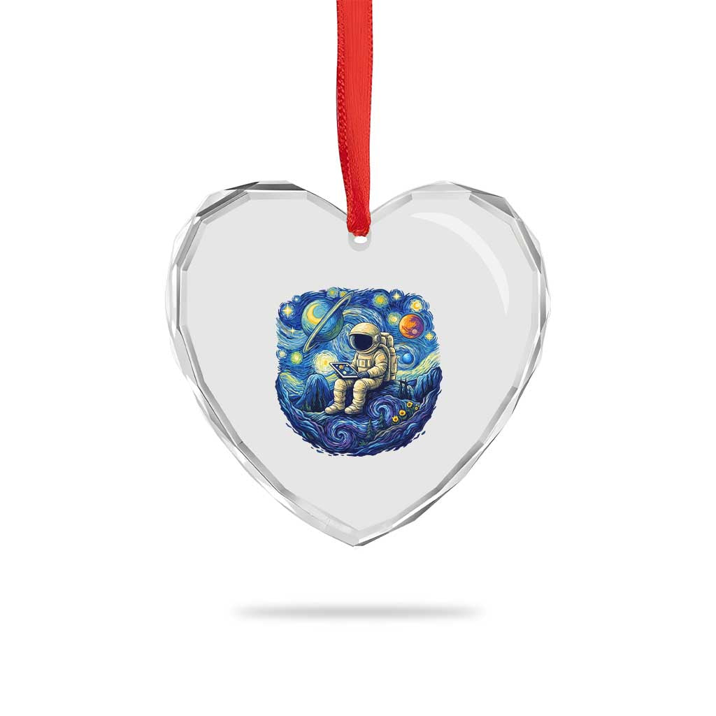 Starry Night Space Bookworm Heart Crystal Glass Ornament Funny Astronaut Reader Gift TS12 Print Your Wear