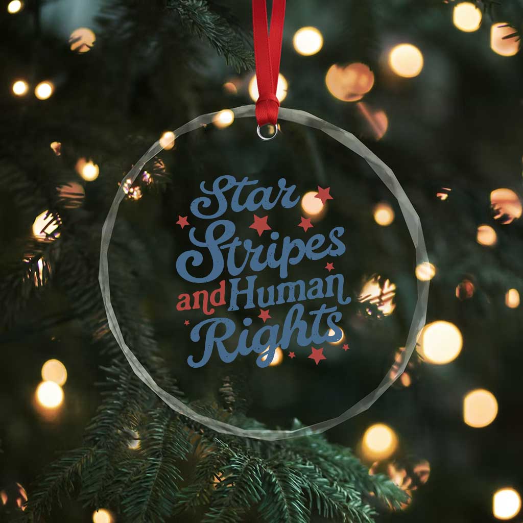 Stars and Stripes and Human Rights Crystal Glass Ornament Progressive Patriotic Equality Modern Patriot TS02 Print Your Wear