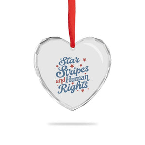 Stars and Stripes and Human Rights Heart Crystal Glass Ornament Progressive Patriotic Equality Modern Patriot