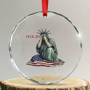 Statue of Liberty Anti ICE Deportation Human Rights Protest Crystal Glass Ornament TS14 Transparent Glass 3'' Circle Print Your Wear