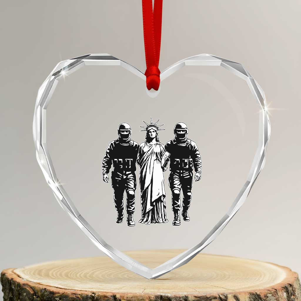 Statue Of Liberty Arrested Heart Crystal Glass Ornament Funny Immigrant Rights Political Protest TS11 Transparent Glass 3'' Heart Print Your Wear