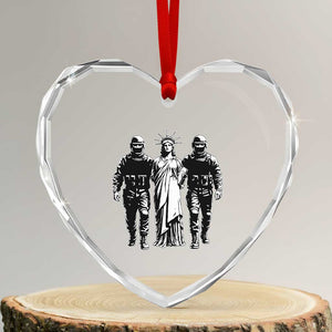 Statue Of Liberty Arrested Heart Crystal Glass Ornament Funny Immigrant Rights Political Protest TS11 Transparent Glass 3'' Heart Print Your Wear
