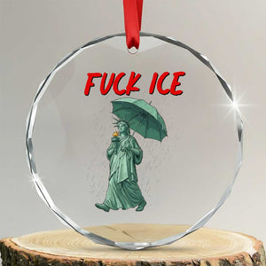 Statue of Liberty Crying Anti ICE Protest Meme Crystal Glass Ornament TS14 Transparent Glass 3'' Circle Print Your Wear