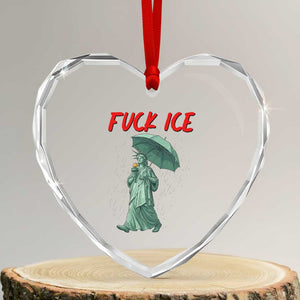 Statue of Liberty Crying Anti ICE Protest Meme Heart Crystal Glass Ornament TS14 Transparent Glass 3'' Heart Print Your Wear