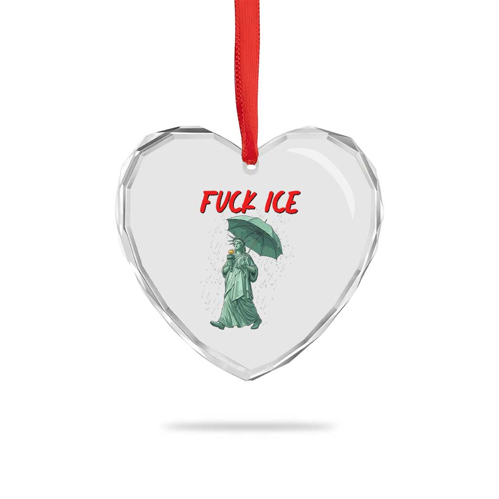 Statue of Liberty Crying Anti ICE Protest Meme Heart Crystal Glass Ornament TS14 Print Your Wear