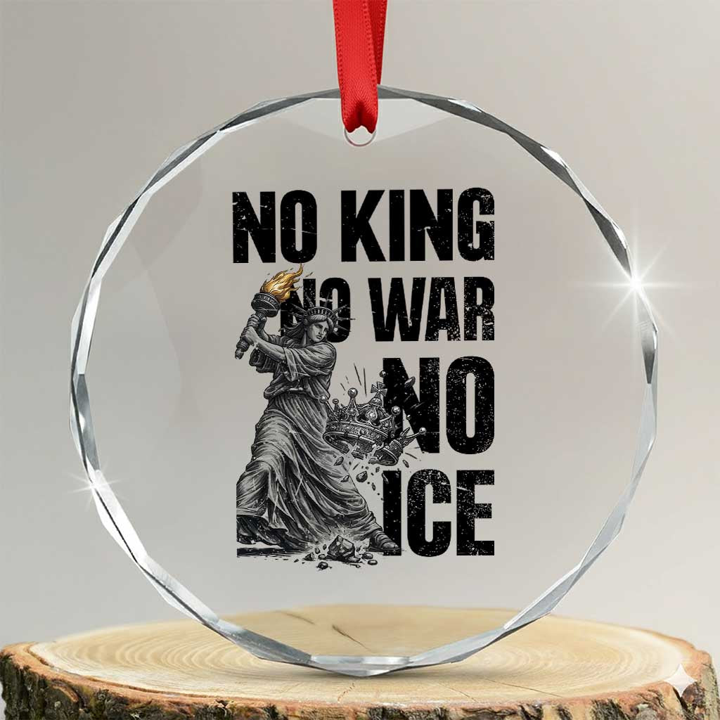 Statue Of Liberty Freedom Protest Crystal Glass Ornament No Kings No Wars No Ice TS12 Transparent Glass 3'' Circle Print Your Wear