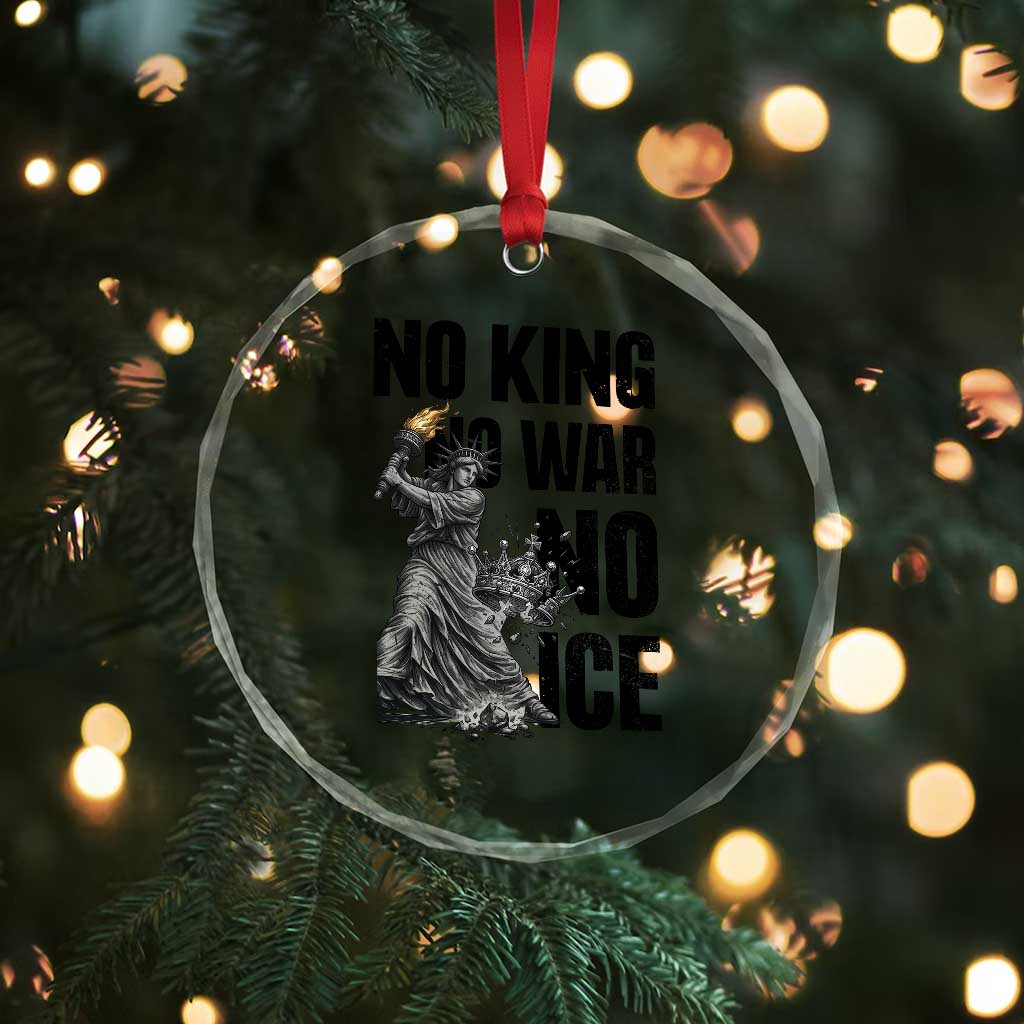 Statue Of Liberty Freedom Protest Crystal Glass Ornament No Kings No Wars No Ice TS12 Print Your Wear