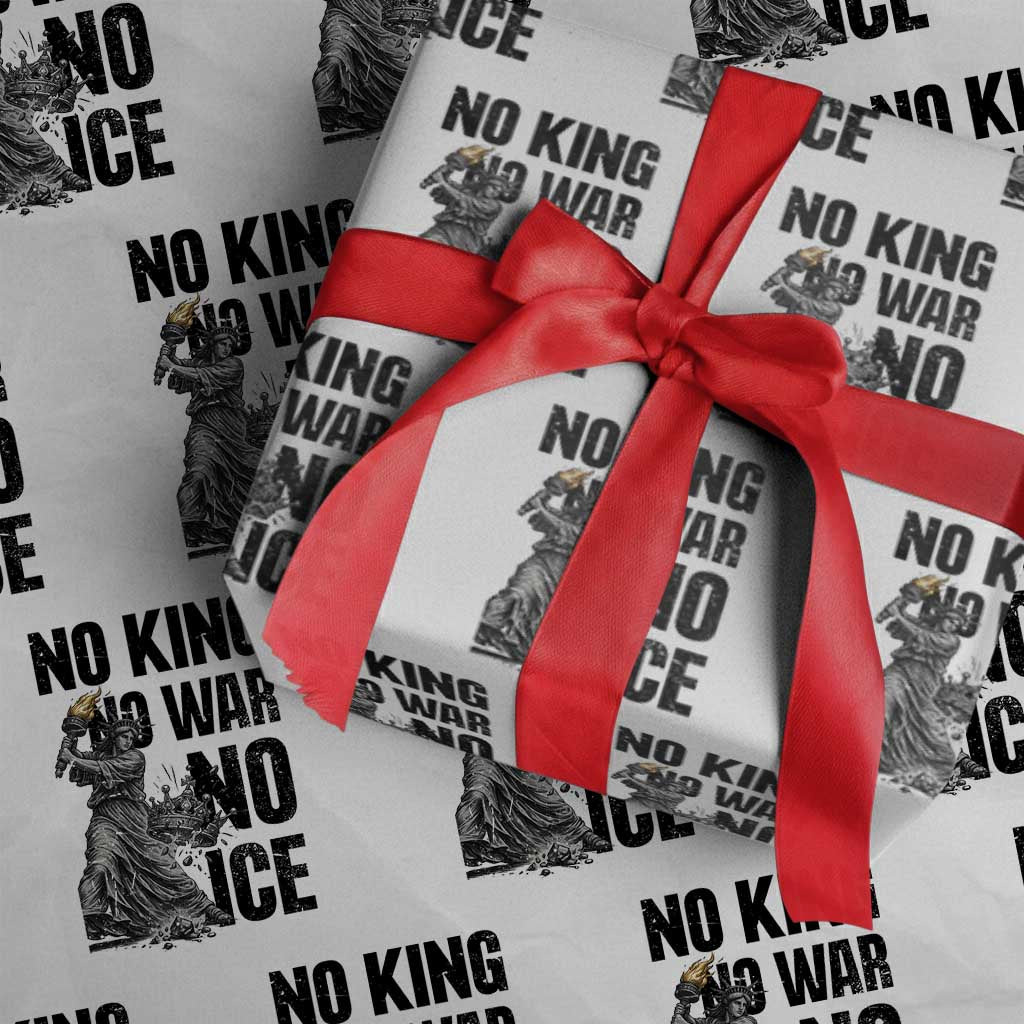 Statue Of Liberty Freedom Protest Wrapping Paper Roll No Kings No Wars No Ice TS12 White Print Your Wear