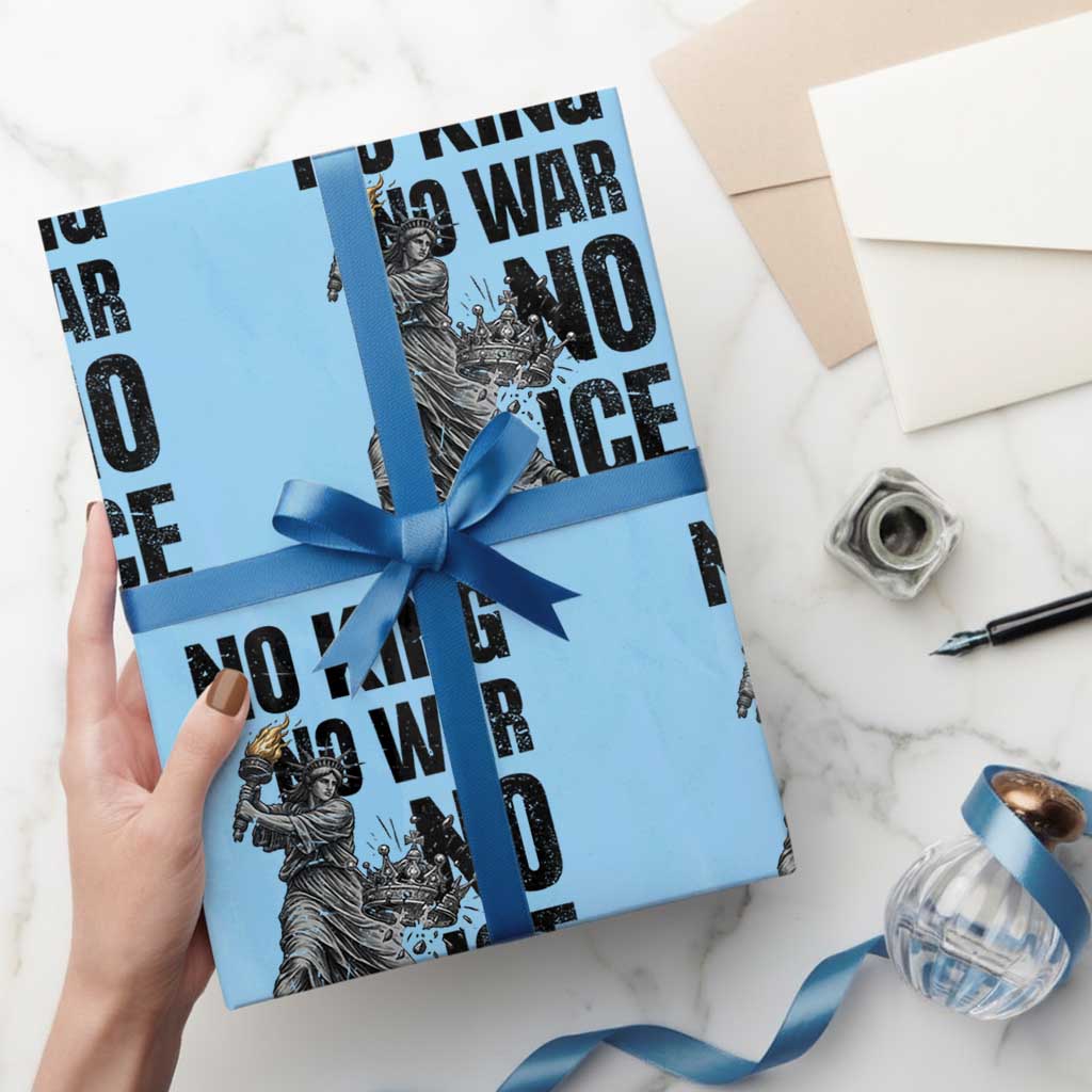 Statue Of Liberty Freedom Protest Wrapping Paper Roll No Kings No Wars No Ice TS12 Light Blue Print Your Wear