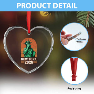 Statue Of Liberty Hoops Heart Crystal Glass Ornament New York Pride 2026
