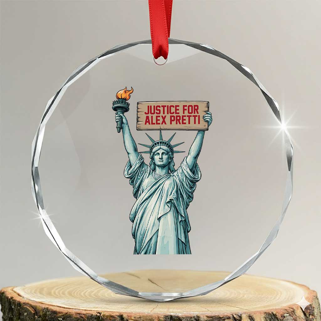 Statue Of Liberty Justice For Alex Pretti Tribute Gift Crystal Glass Ornament TS12 Transparent Glass 3'' Circle Print Your Wear