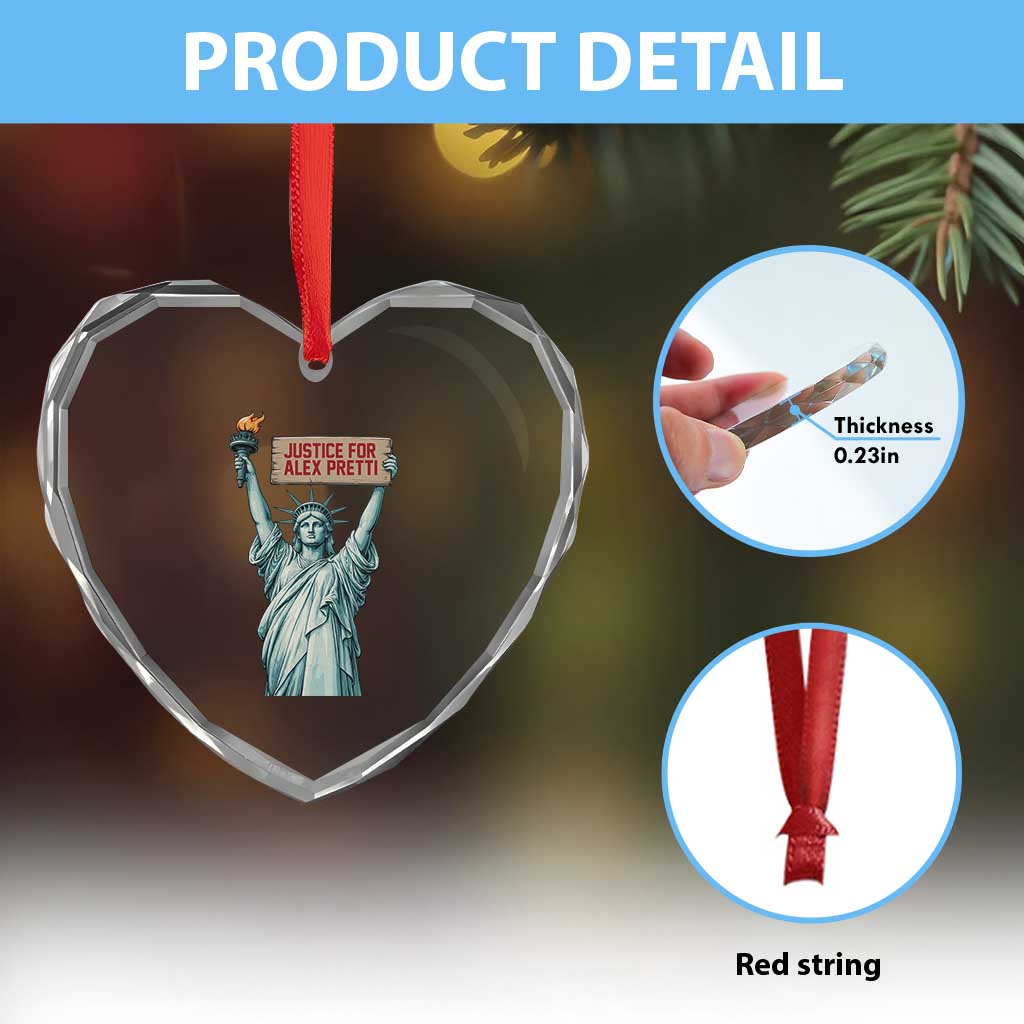 Statue Of Liberty Justice For Alex Pretti Tribute Gift Heart Crystal Glass Ornament TS12 Print Your Wear