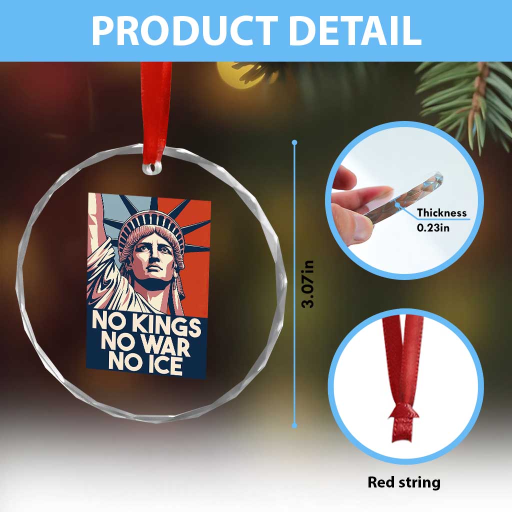 Statue Of Liberty No Kings No War No Ice Crystal Glass Ornament Freedom Protest Gift TS12 Print Your Wear