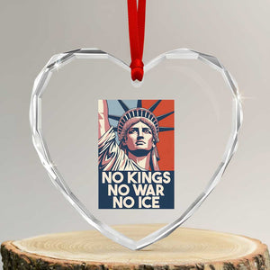 Statue Of Liberty No Kings No War No Ice Heart Crystal Glass Ornament Freedom Protest Gift TS12 Transparent Glass 3'' Heart Print Your Wear