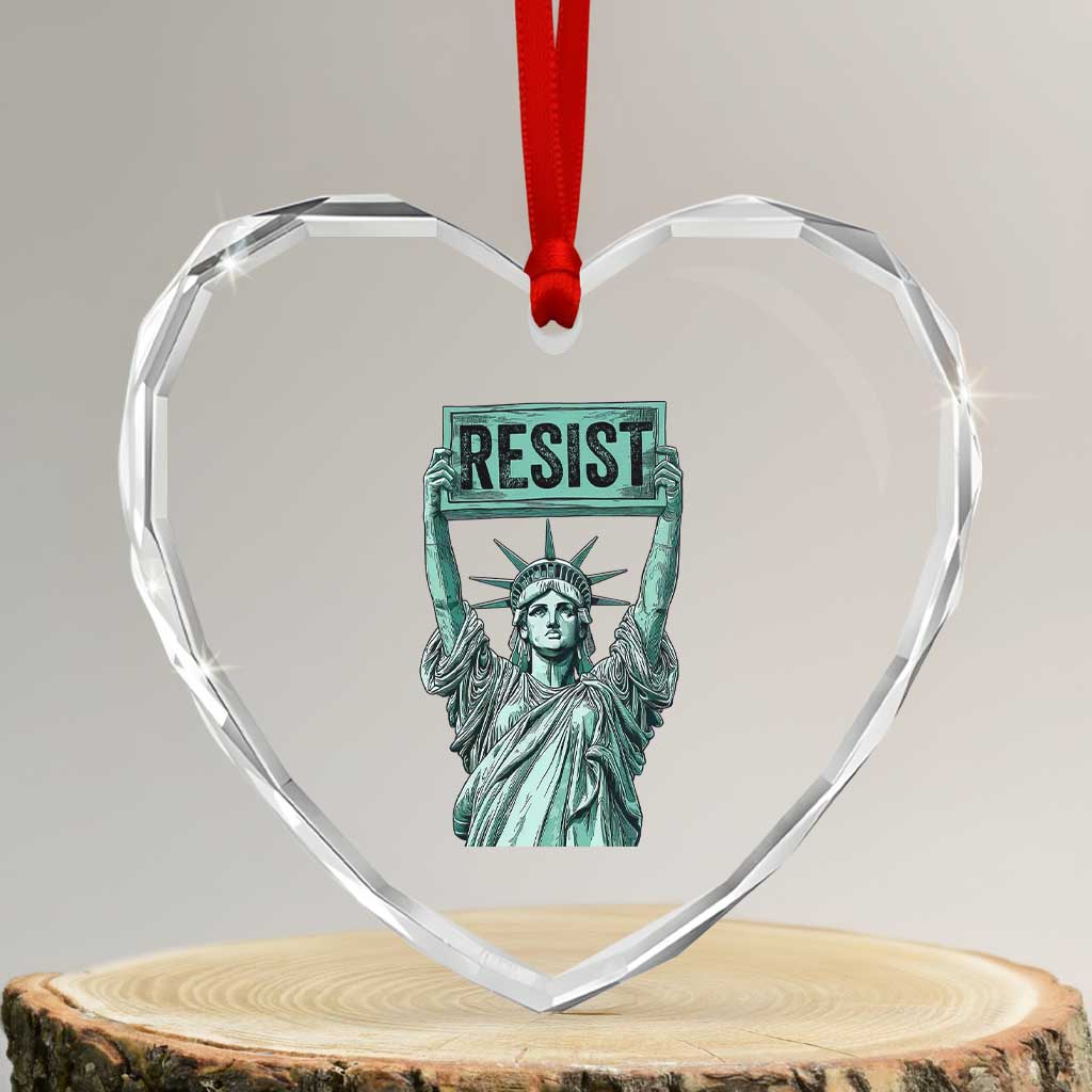Statue of Liberty Resist Heart Crystal Glass Ornament Retro TS02 Transparent Glass 3'' Heart Print Your Wear