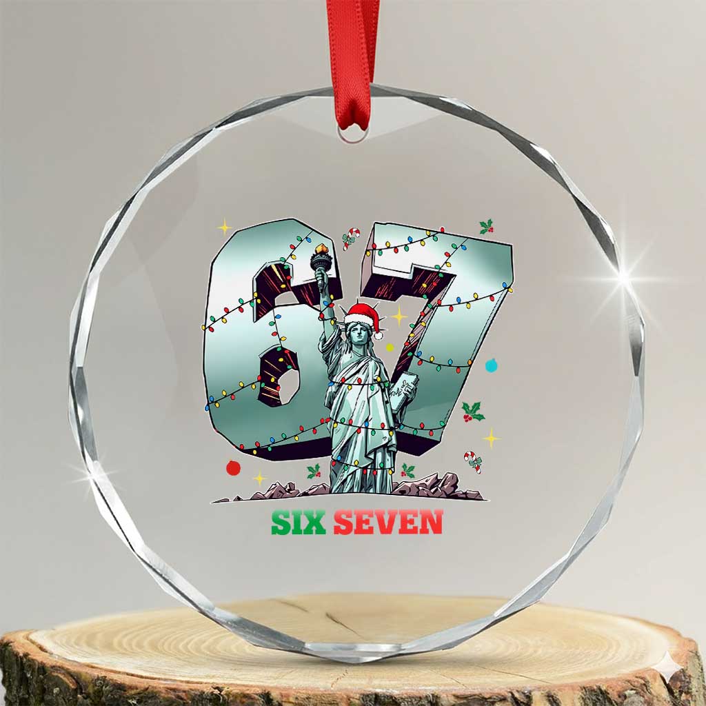 Statue Of Liberty Six Seven Meme Crystal Glass Ornament Trendy Gen Z Christmas Gift TS12 Transparent Glass 3'' Circle Print Your Wear