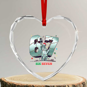 Statue Of Liberty Six Seven Meme Heart Crystal Glass Ornament Trendy Gen Z Christmas Gift TS12 Transparent Glass 3'' Heart Print Your Wear