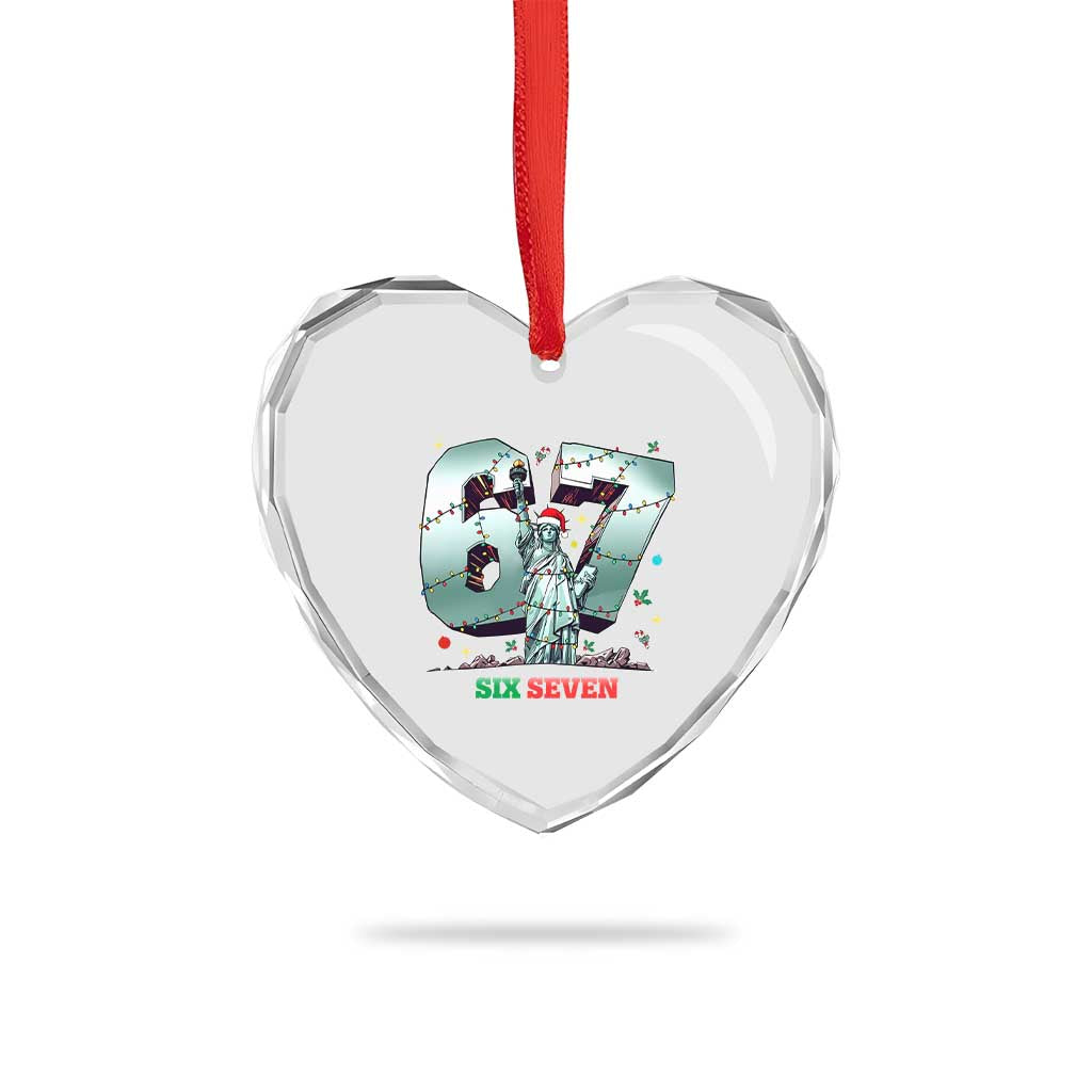 Statue Of Liberty Six Seven Meme Heart Crystal Glass Ornament Trendy Gen Z Christmas Gift TS12 Print Your Wear