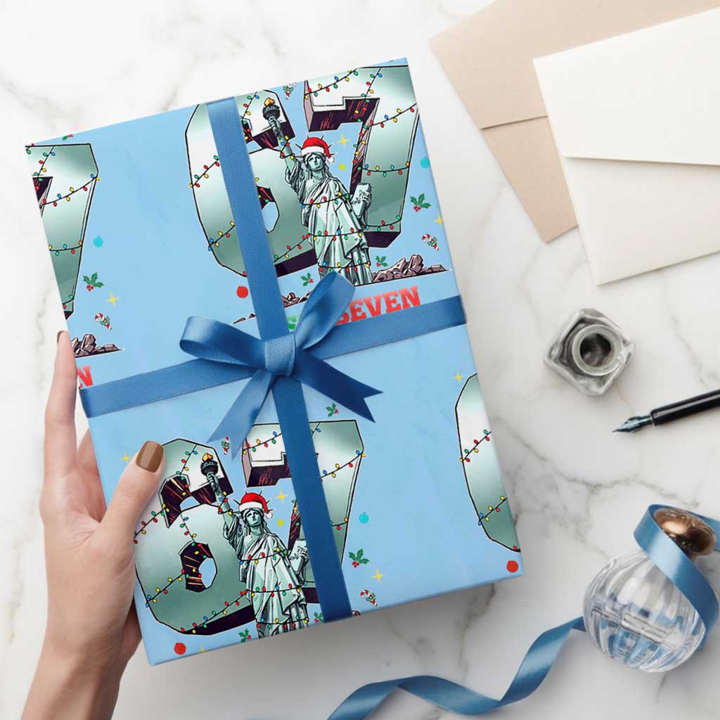 Statue Of Liberty Six Seven Meme Wrapping Paper Roll Trendy Gen Z Christmas Gift TS12 Light Blue Print Your Wear