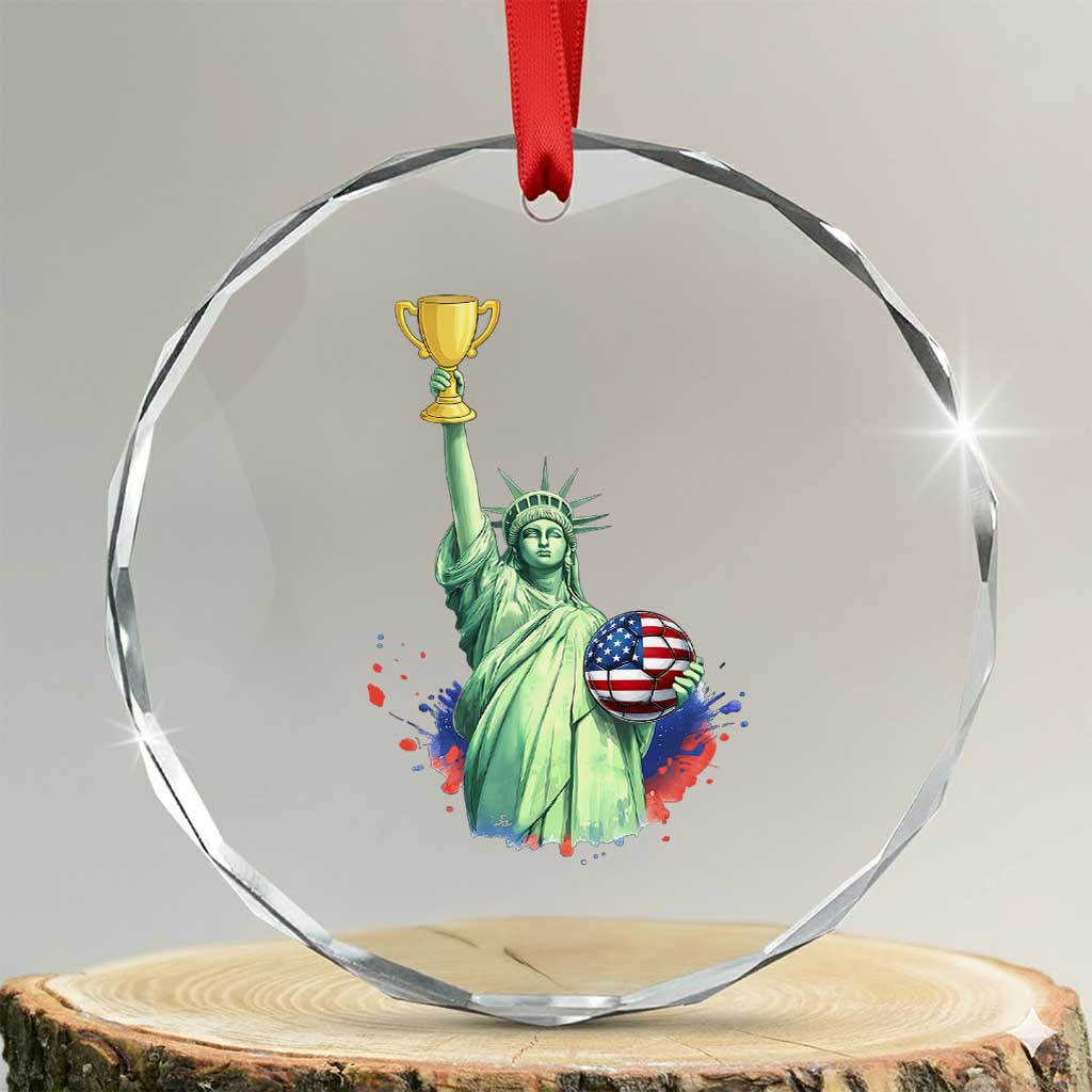 Statue Of Liberty Soccer Cup Crystal Glass Ornament USA Soccer Lover Gift TS12 Transparent Glass 3'' Circle Print Your Wear