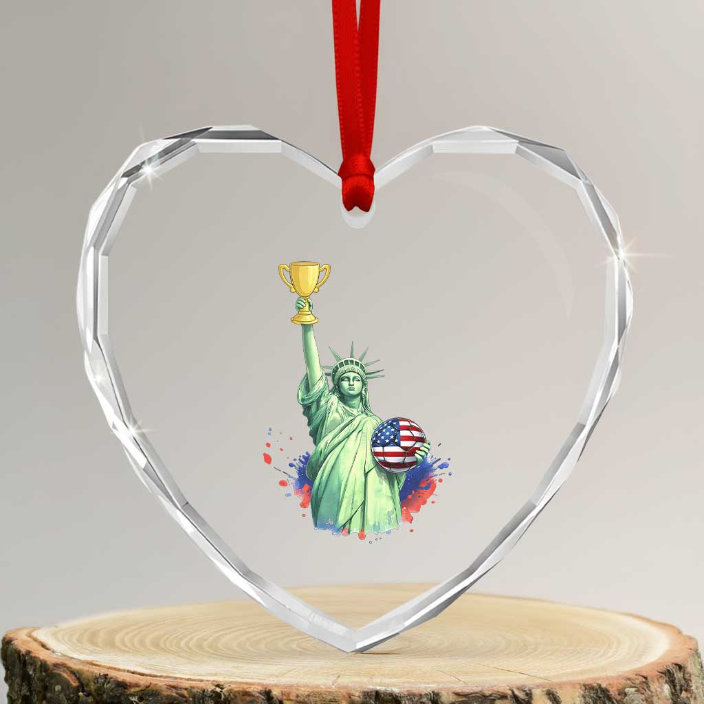 Statue Of Liberty Soccer Cup Heart Crystal Glass Ornament USA Soccer Lover Gift TS12 Transparent Glass 3'' Heart Print Your Wear